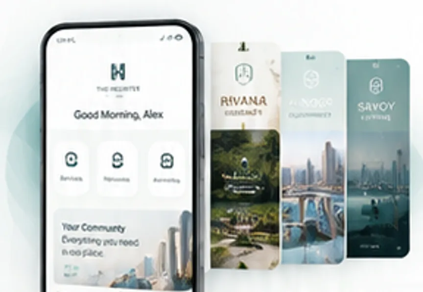 The HABITELYA resident app shown under several development brands
